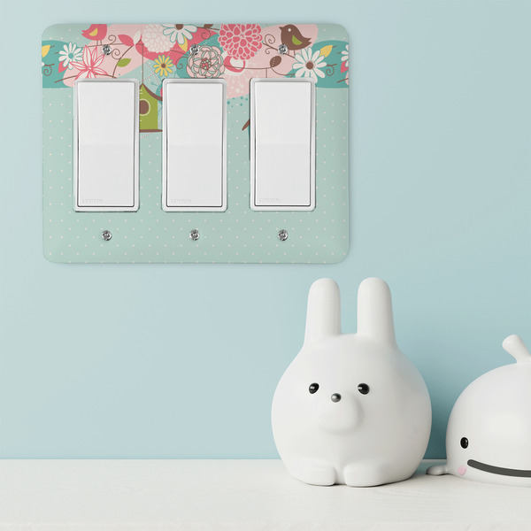 Easter Birdhouses Rocker Light Switch Covers - Triple - IN CONTEXT