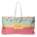Easter Birdhouses Large Tote Bag with Rope Handles (Personalized)