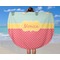 Easter Birdhouses Round Beach Towel - In Use
