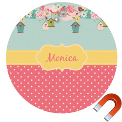 Easter Birdhouses Round Car Magnet - 6" (Personalized)