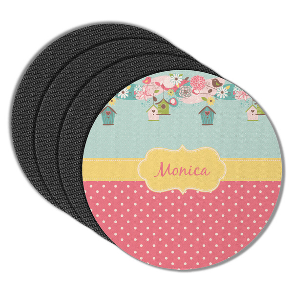 Easter Birdhouses Round Coaster Rubber Back - Main