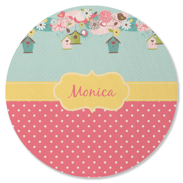 Custom Easter Birdhouses Round Rubber Backed Coaster (Personalized)