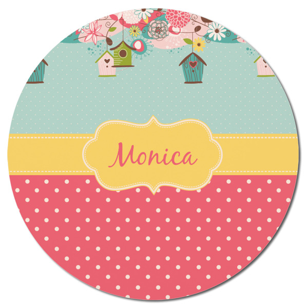 Easter Birdhouses Round Fridge Magnet - FRONT