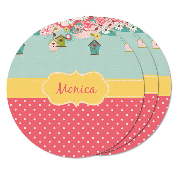 Easter Birdhouses Round Fridge Magnet - THREE