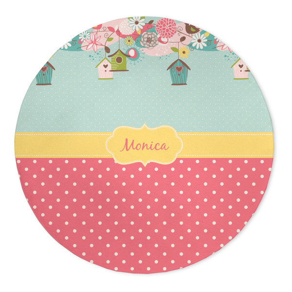 Custom Easter Birdhouses 5' Round Indoor Area Rug (Personalized)