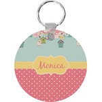 Easter Birdhouses Round Plastic Keychain (Personalized)