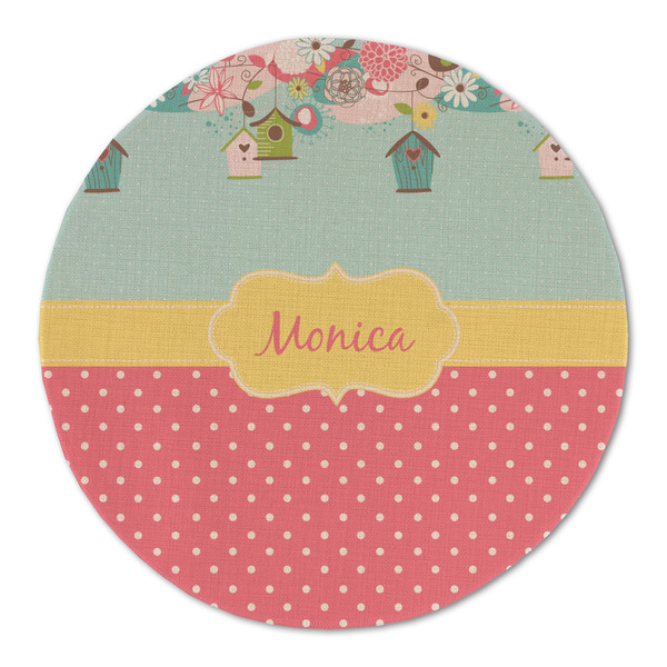 Custom Easter Birdhouses Round Linen Placemat (Personalized)