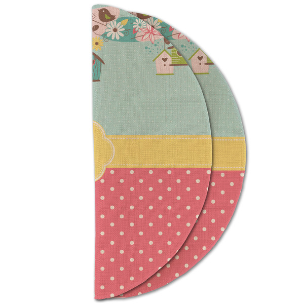 Easter Birdhouses Round Linen Placemats - HALF FOLDED (double sided)