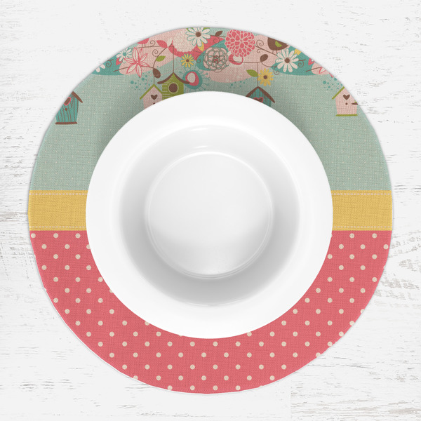 Easter Birdhouses Round Linen Placemats - LIFESTYLE (single)