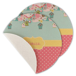 Easter Birdhouses Round Linen Placemat - Single Sided - Set of 4 (Personalized)