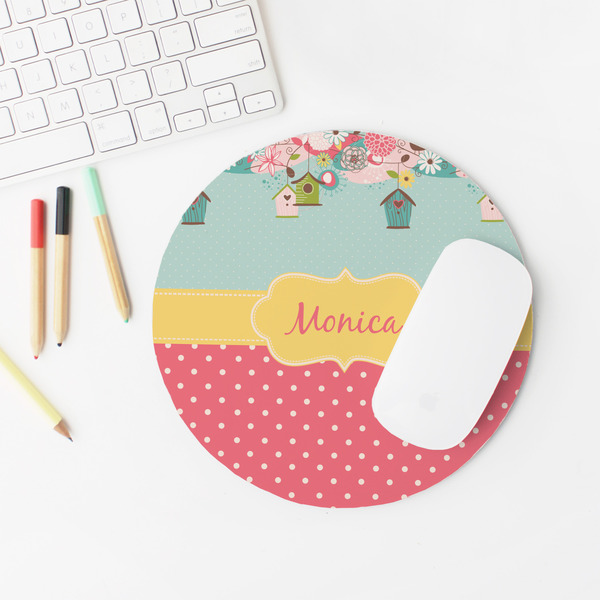 Easter Birdhouses Round Mousepad - LIFESTYLE 2