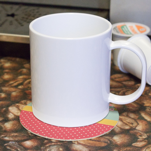 Easter Birdhouses Round Paper Coaster - With Mug
