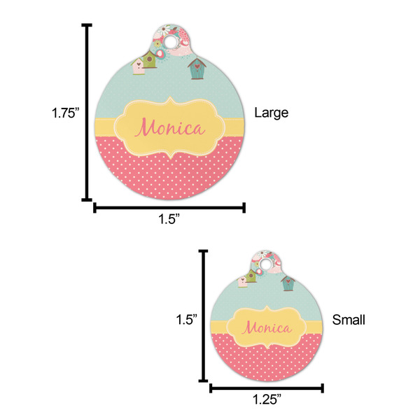 Easter Birdhouses Round Pet ID Tag - Large - Comparison Scale