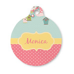 Easter Birdhouses Round Pet ID Tag - Small (Personalized)