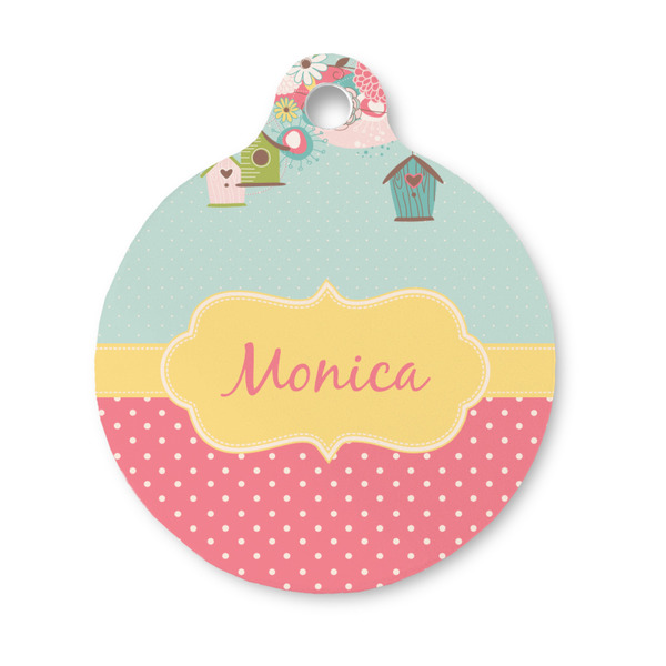 Custom Easter Birdhouses Round Pet ID Tag - Small (Personalized)