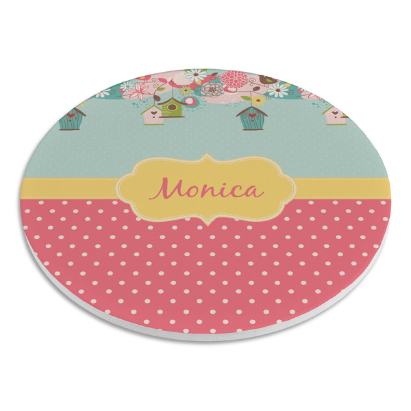 Easter Birdhouses Round Stone Trivet - Angle View