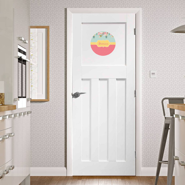 Easter Birdhouses Round Wall Decal on Door