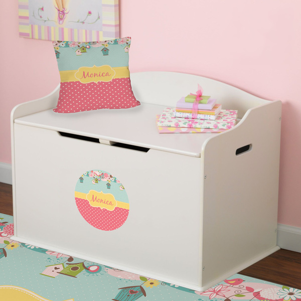 Easter Birdhouses Round Wall Decal on Toy Chest