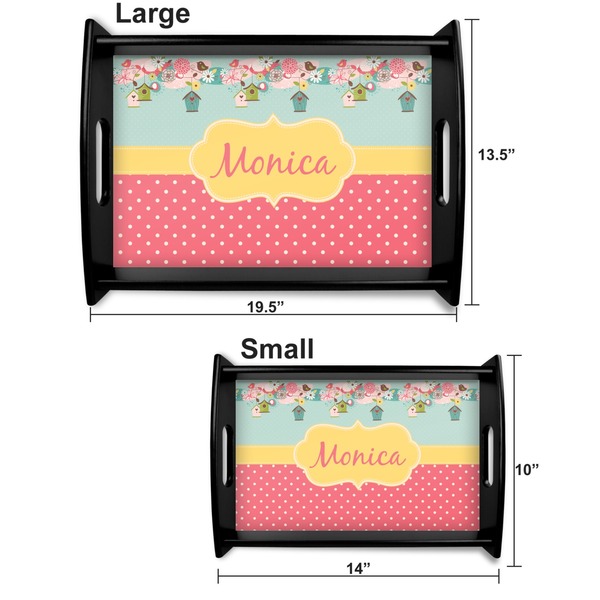 Easter Birdhouses Serving Tray Black Sizes