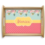 Easter Birdhouses Natural Wooden Tray - Large (Personalized)