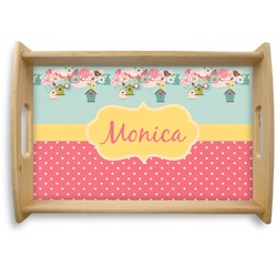 Easter Birdhouses Natural Wooden Tray - Small (Personalized)