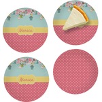 Easter Birdhouses Set of 4 Glass Appetizer / Dessert Plate 8" (Personalized)