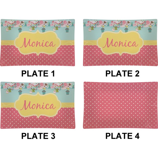 Easter Birdhouses Set of Rectangular Dinner Plates (Approval)