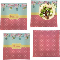 Easter Birdhouses Set of 4 Glass Square Lunch / Dinner Plate 9.5" (Personalized)