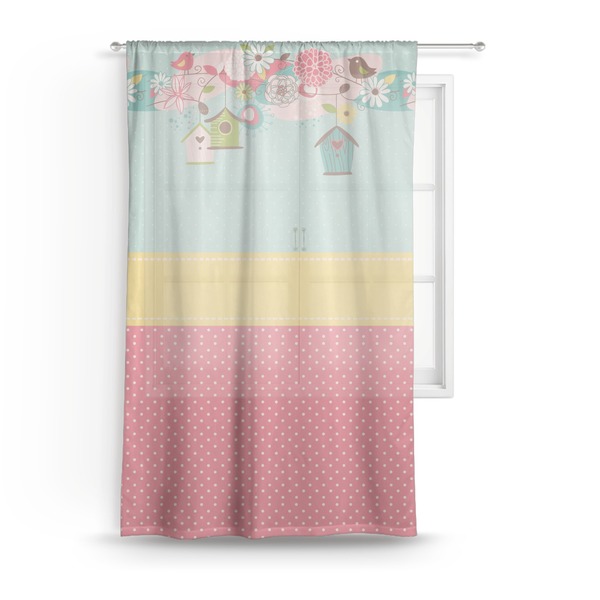 Custom Easter Birdhouses Sheer Curtain - 50"x84"