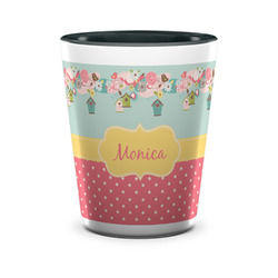 Easter Birdhouses Ceramic Shot Glass - 1.5 oz - Two Tone - Set of 4 (Personalized)