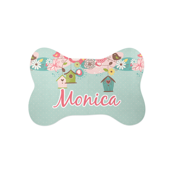 Custom Easter Birdhouses Bone Shaped Dog Food Mat (Small) (Personalized)