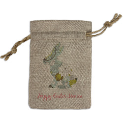 Easter Birdhouses Small Burlap Gift Bag - Front (Personalized)