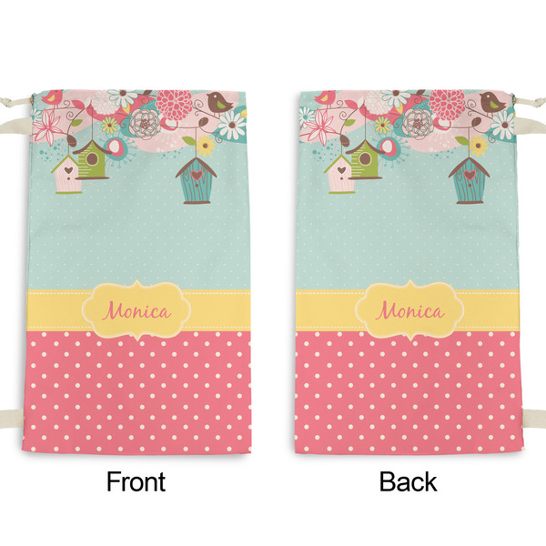 Easter Birdhouses Small Laundry Bag - Front & Back View