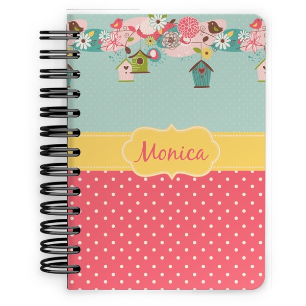 Custom Easter Birdhouses Spiral Notebook - 5x7 w/ Name or Text