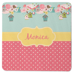 Easter Birdhouses Square Rubber Backed Coaster (Personalized)
