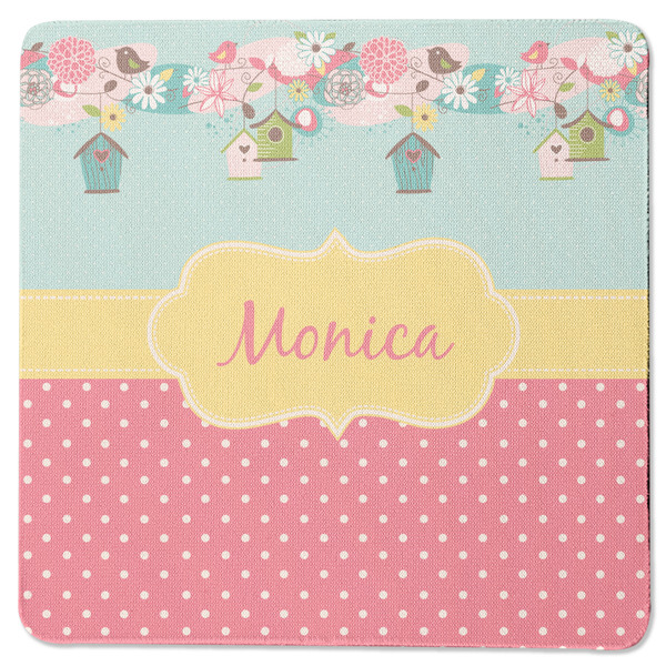 Custom Easter Birdhouses Square Rubber Backed Coaster (Personalized)