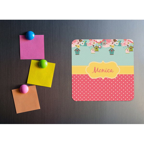 Easter Birdhouses Square Fridge Magnet - LIFESTYLE