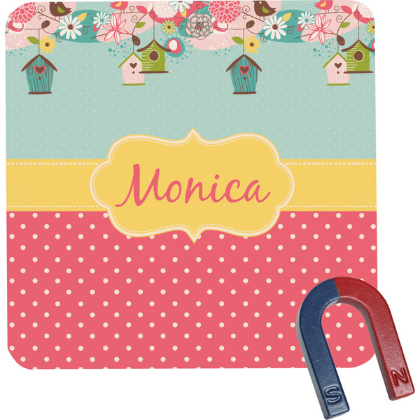 Custom Easter Birdhouses Square Fridge Magnet (Personalized)