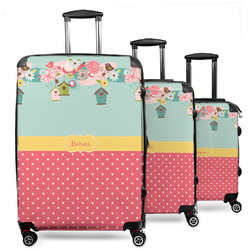 Easter Birdhouses 3 Piece Luggage Set - 20" Carry On, 24" Medium Checked, 28" Large Checked (Personalized)