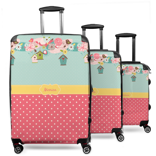 Custom Easter Birdhouses 3 Piece Luggage Set - 20" Carry On, 24" Medium Checked, 28" Large Checked (Personalized)