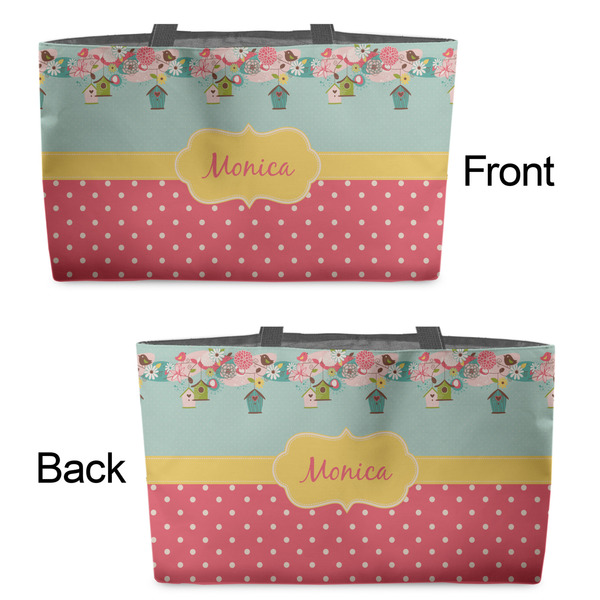 Easter Birdhouses Tote w/Black Handles - Front & Back Views