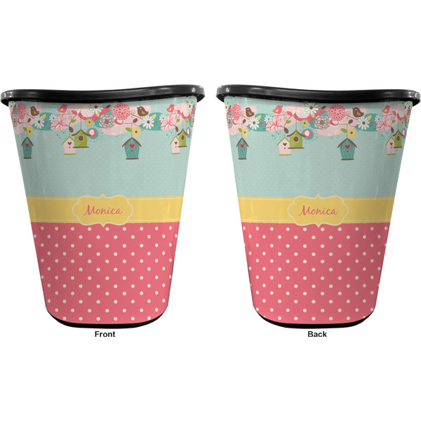 Easter Birdhouses Trash Can Black - Front and Back - Apvl