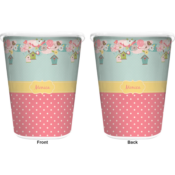 Easter Birdhouses Trash Can White - Front and Back - Apvl