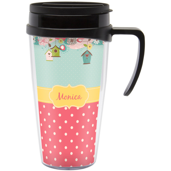 Custom Easter Birdhouses Acrylic Travel Mug with Handle (Personalized)