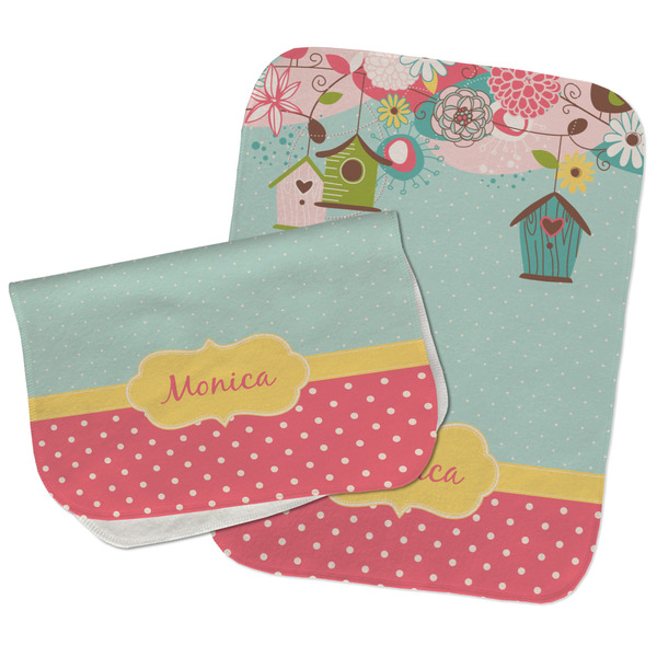 Easter Birdhouses Two Rectangle Burp Cloths - Open & Folded