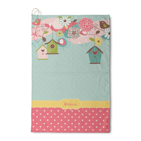 Custom Easter Birdhouses Waffle Weave Golf Towel (Personalized)