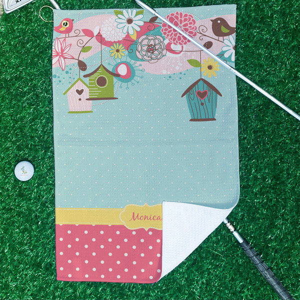 Easter Birdhouses Waffle Weave Golf Towel - In Context