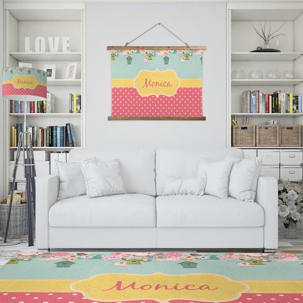 Easter Birdhouses Wall Hanging Tapestry - IN CONTEXT