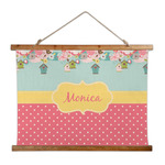 Easter Birdhouses Wall Hanging Tapestry - Wide (Personalized)