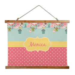 Easter Birdhouses Wall Hanging Tapestry - Wide (Personalized)